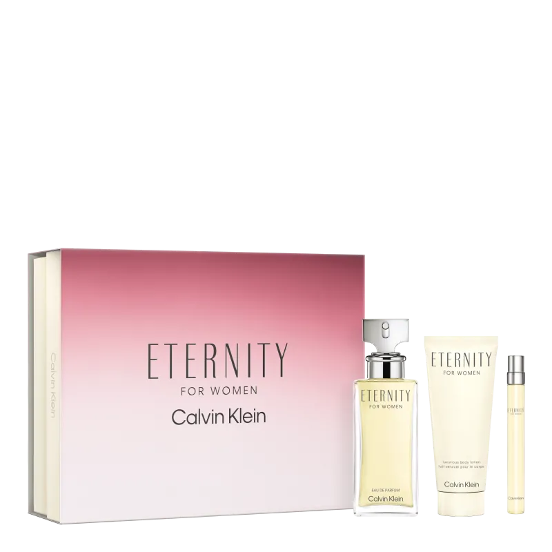 Estuche Calvin Klein Eternity For Women EDP (W) / 3 Pc SP 100 ml; BL 200 ml; SP 10 ml - 1 - Privé Perfumes Honduras