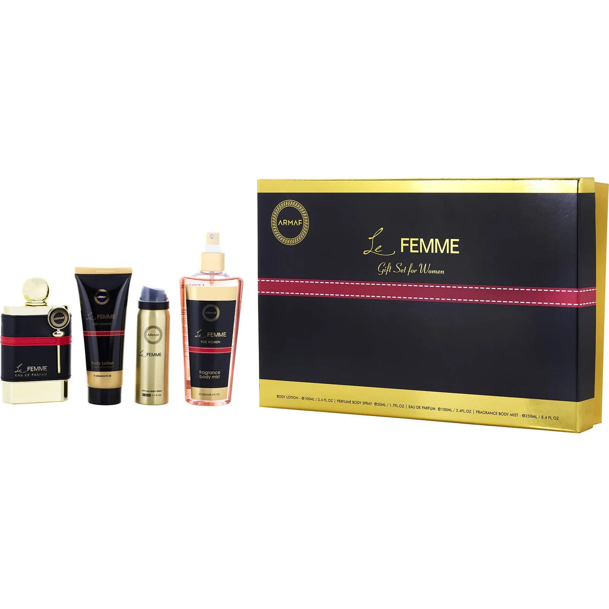 Estuche Armaf Le Femme EDP (W) / Pc 4 SP 100 ml; BL 100 ml; BM 250 ml; BS 50 ml - 1 - Privé Perfumes Honduras