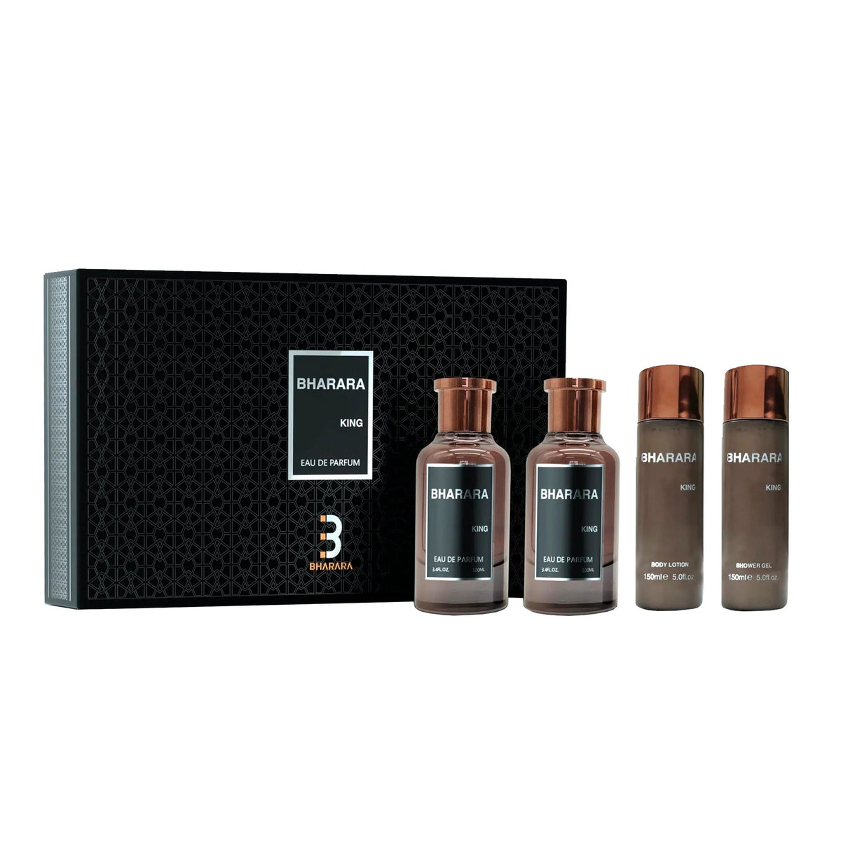 Estuche Bharara King EDP (M) / 4 Pc SP 100 ml; BL 150 ml; AS 100 ml; SG 150 ml - 2 - Privé Perfumes Honduras