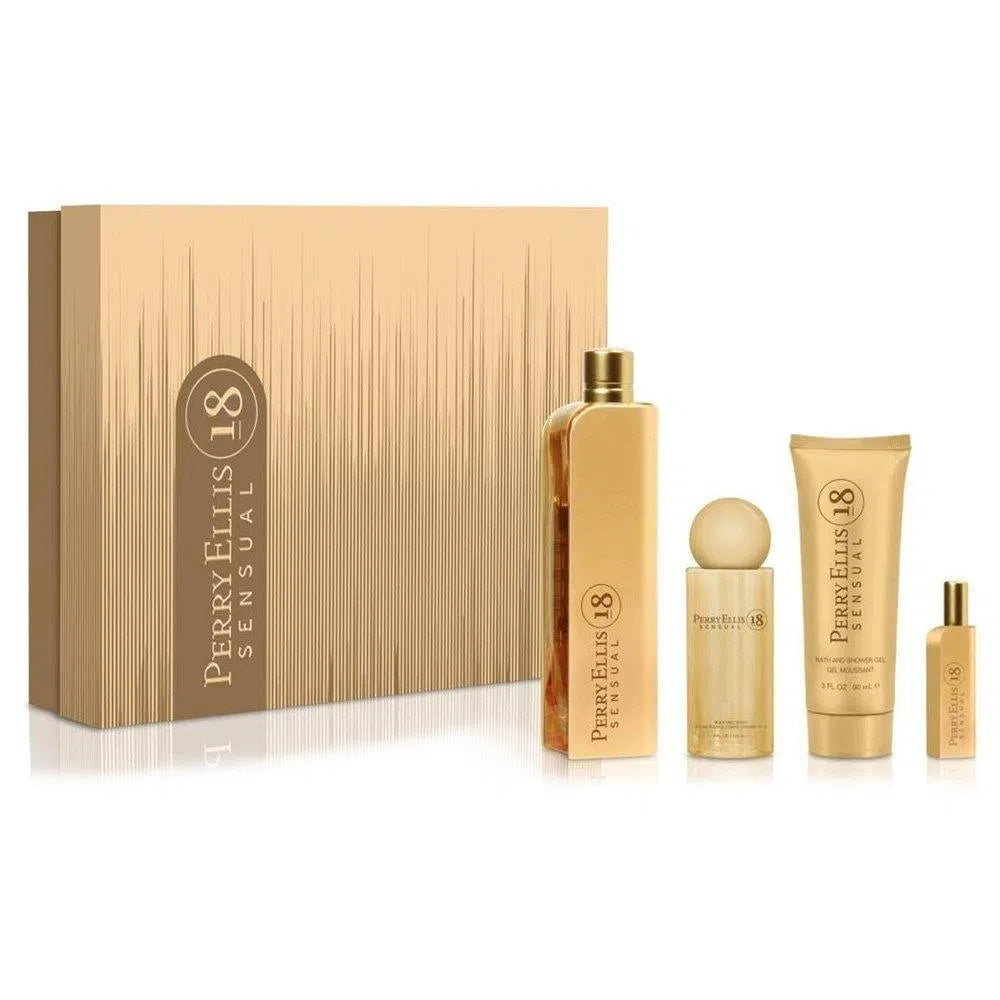 Estuche *Con daño contactar al personal* Perry Ellis 18 Sensual EDP (W) / 4 Pc SP 100 ml; BL 90 ml; BM 120 ml; SP 7.5 ml - 1 - Privé Perfumes Honduras