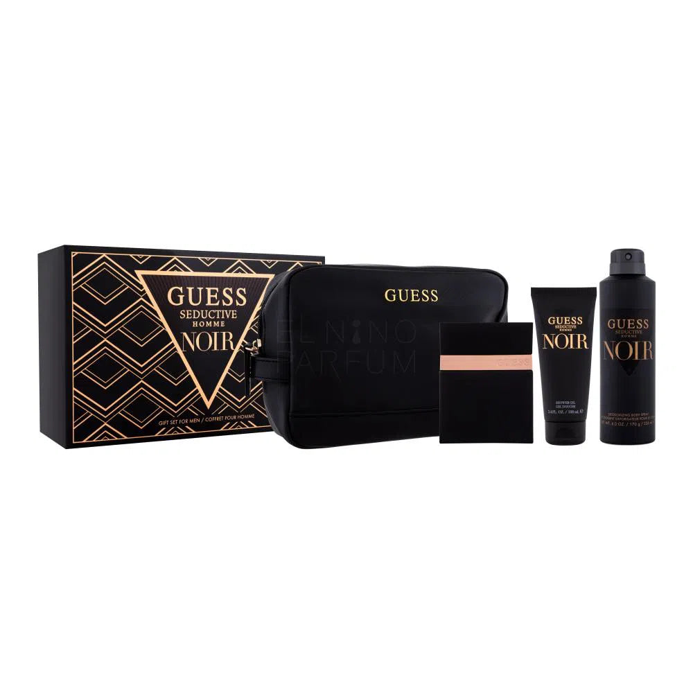 Estuche Guess Seductive Noir Homme EDT (M) / 4 Pc SP 100 ml; DEO 226 ml; SG 100 ml; Pouch - 1 - Privé Perfumes Honduras
