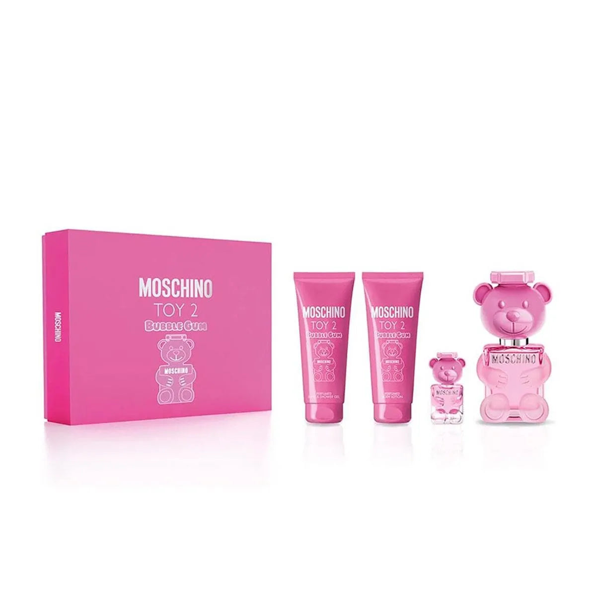 Estuche Moschino Toy 2 Bubble Gum EDT (W) / 4Pc SP 100 ml; BL 100 ml; SG 100 ml; SP 5 ml - 2 - Privé Perfumes Honduras