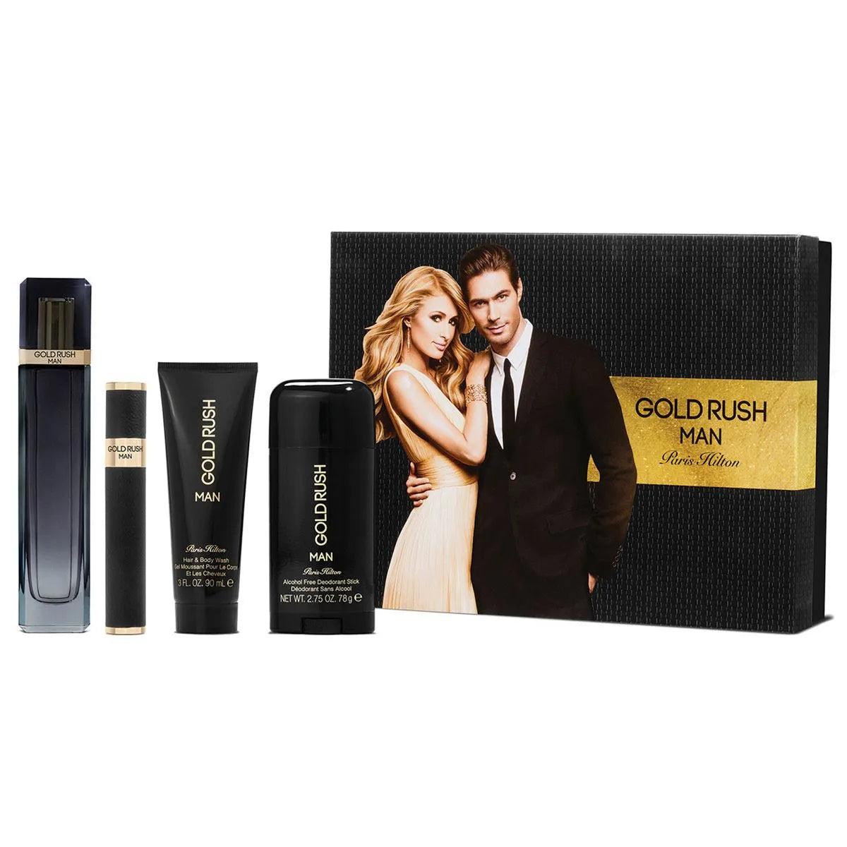 Estuche Paris Hilton Gold Rush EDT (M) / 4 Pc SP 100 ml; HBW 90 ml; DEO 80 ml; Mini - 2 - Privé Perfumes Honduras