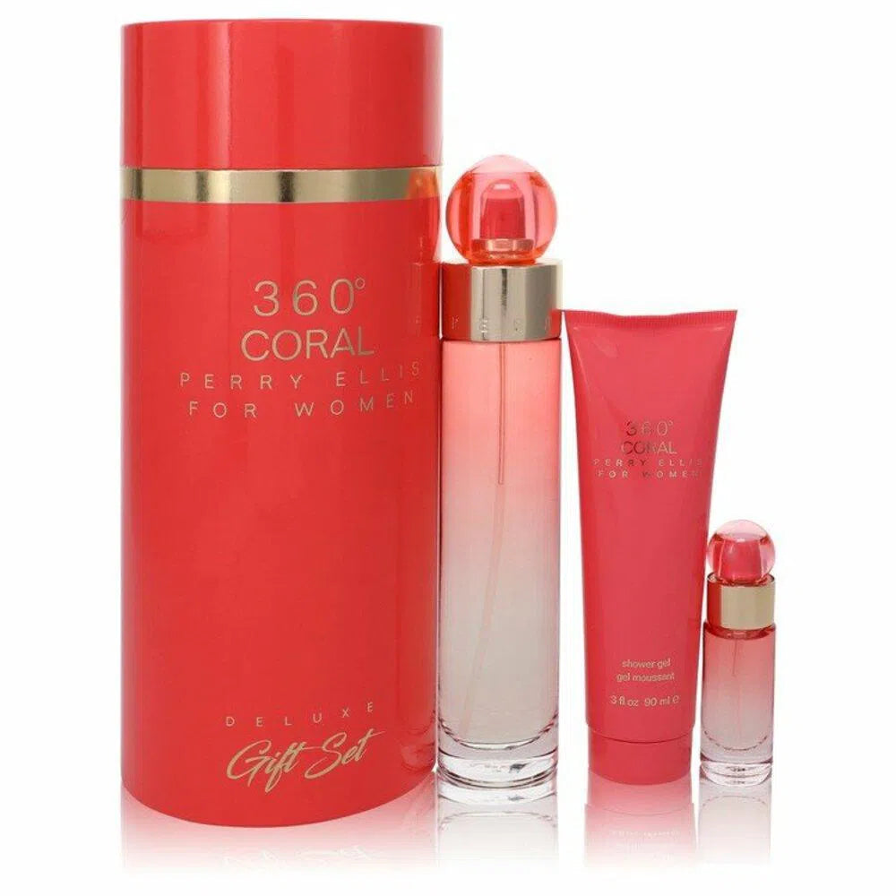 Estuche Perry Ellis 360 Coral EDP (W) / 3 Pc SP 100 ml; Mini SP 7.5 ml; SG 90 ml - 2 - Privé Perfumes Honduras