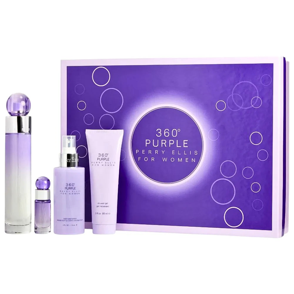 Estuche Perry Ellis 360 Purple EDP (W) / 4 Pc SP 100 ml; BS 120 ml; SG 90 ml; Mini - 2 - Privé Perfumes Honduras