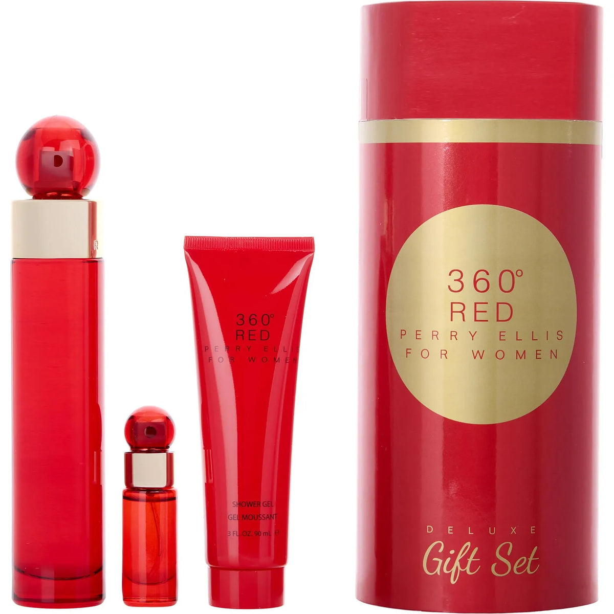 Estuche Perry Ellis 360 Red Mujer EDP (W) / 3 Pc SP 100 ml; SG 90 ml; Mini SP 7.5 ml - 1 - Privé Perfumes Honduras