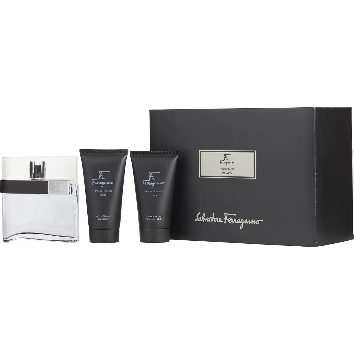 Estuche Salvatore Ferragamo F Black EDT (M) / 3 Pc SP 100ml; SG 75ml; ASB 75ml - 1 - Privé Perfumes Honduras
