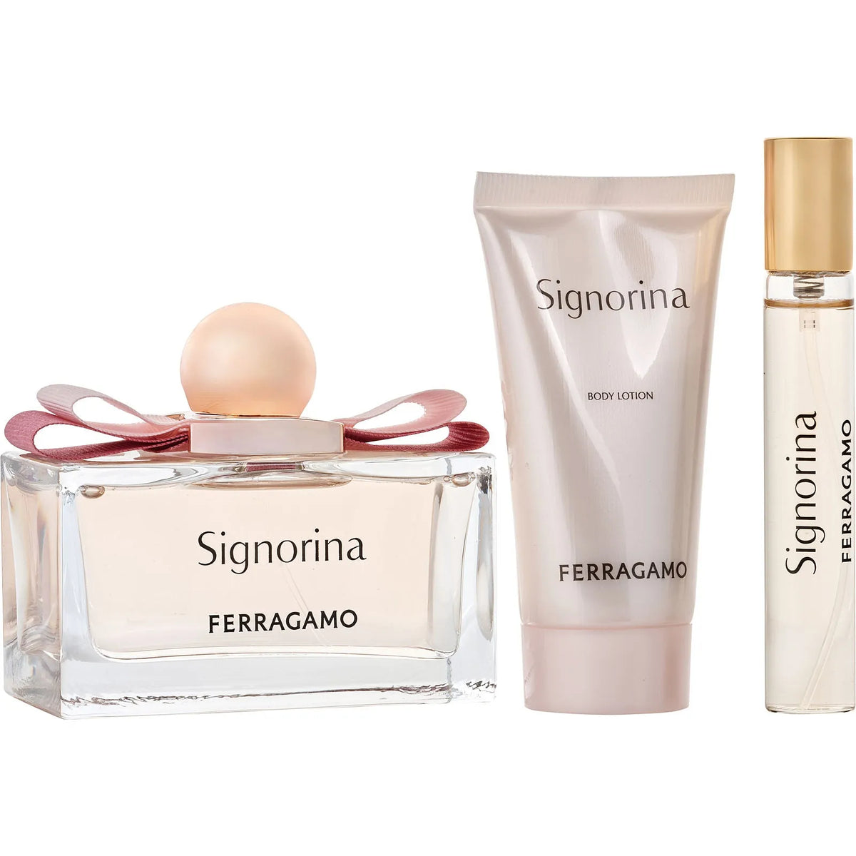 Estuche Salvatore Ferragamo Signorina EDP (W) / 3 Pc SP 100 ml; SP 15 ml; BL 50 ml - 2 - Privé Perfumes Honduras