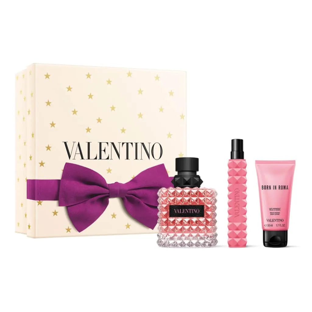 Estuche Valentino Donna Born in Roma EDP (W) / 3 Pc SP 100 ml; BL 50 ml; Mini SP 10 ml - 1 - Privé Perfumes Honduras
