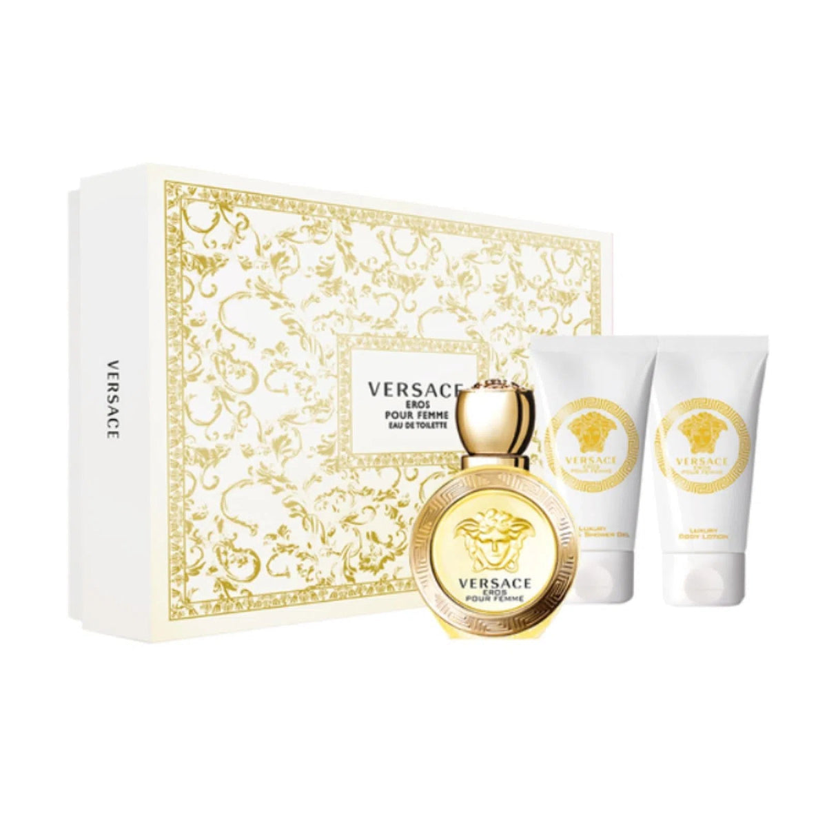 Estuche Versace Eros Pour Femme EDT (W) / 3 pc SP 50 ml; BL 50 ml; SG 50 ml - 2 - Privé Perfumes Honduras