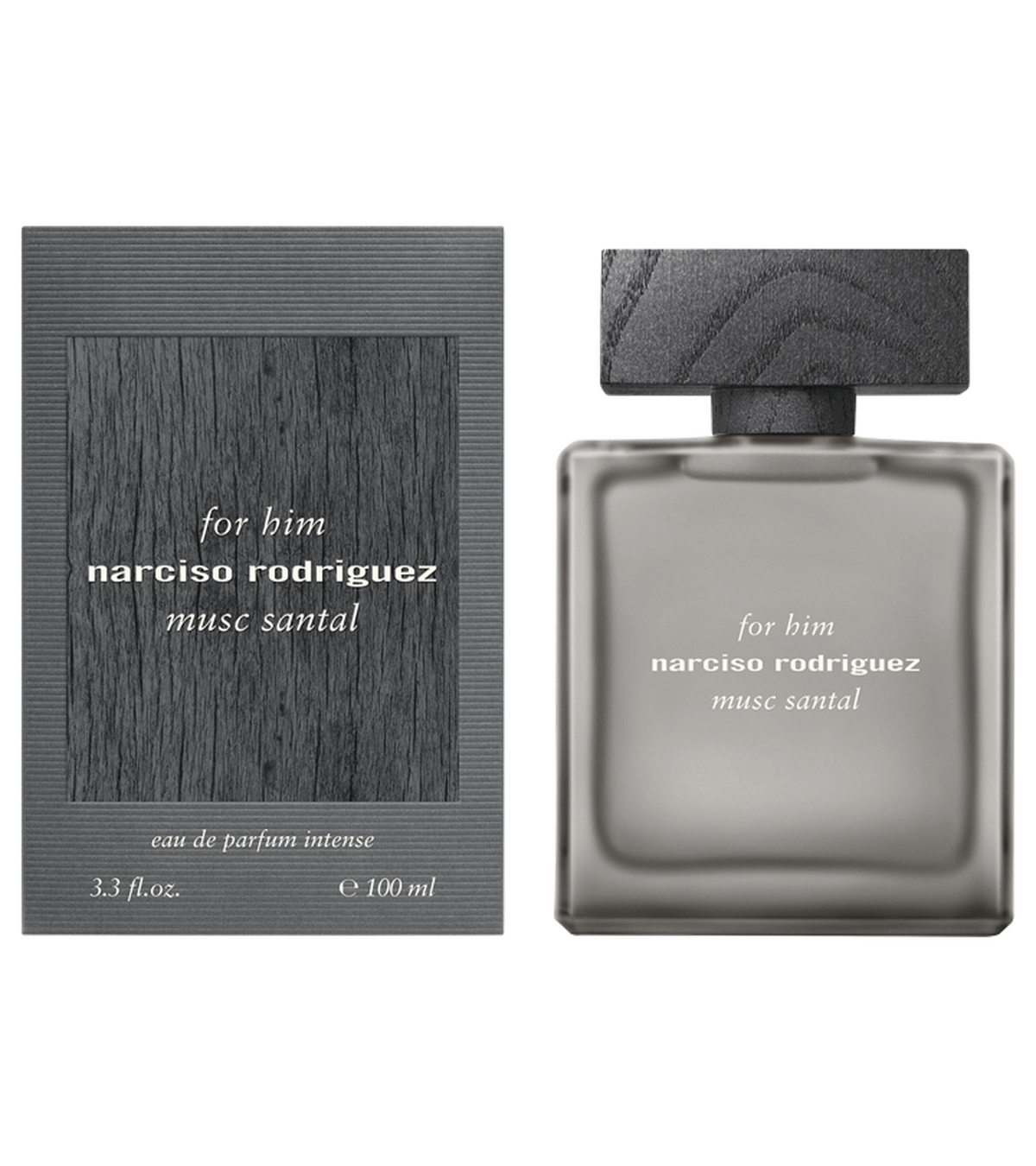 Narciso Rodriguez For Him Musc Santal EDP Intense 100 ml caja y botella | narcisorodriguezparfums.com
