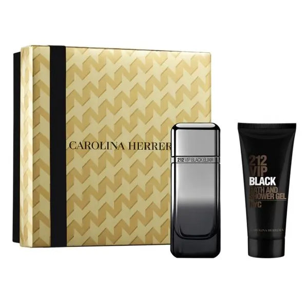 Estuche Carolina Herrera 212 VIP Black Elixir EDP (M) / 2 Pc SP 100 ml; SG 100 ml - 1 - Privé Perfumes Honduras