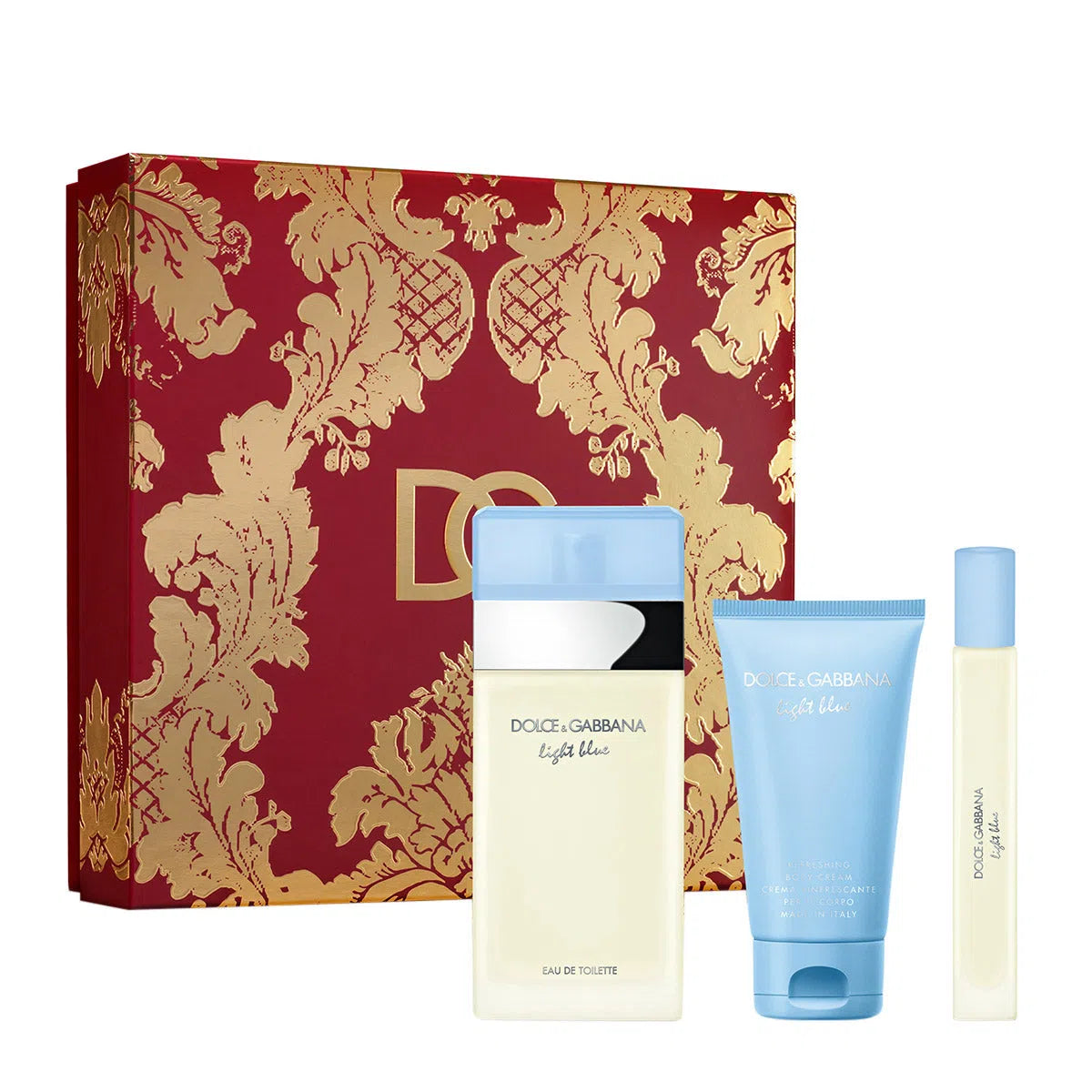 Estuche Dolce&Gabbana Light Blue EDT (W) / 3Pc SP 100 ml; BL 50 ml; SP 10 ml - 1 - Privé Perfumes Honduras