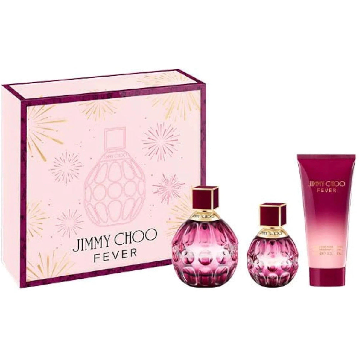 Estuche Jimmy Choo Fever EDP (W) / 3 Pc SP 100 ml; EDP 40 ml; BL 100 ml - 1 - Privé Perfumes Honduras