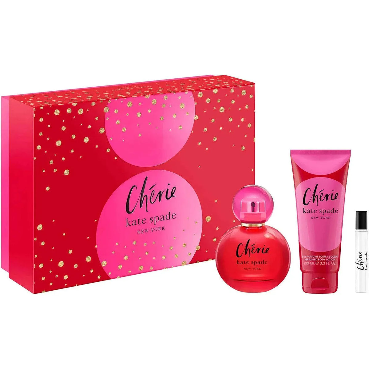 Estuche Kate Spade Cherie EDP (W) / 100 ml; 7.5 ml / 2 Pc SP 100 ml; BL XX ml - 1 - Privé Perfumes Honduras