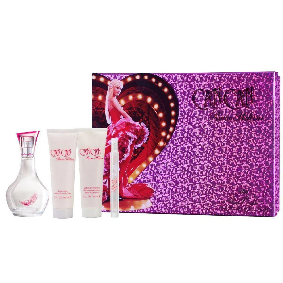 Estuche Paris Hilton Can Can EDP (W) / 4 Pc SP 100 ml; BL 90 ml; SG 90 ml; Mini - 2 - Privé Perfumes Honduras