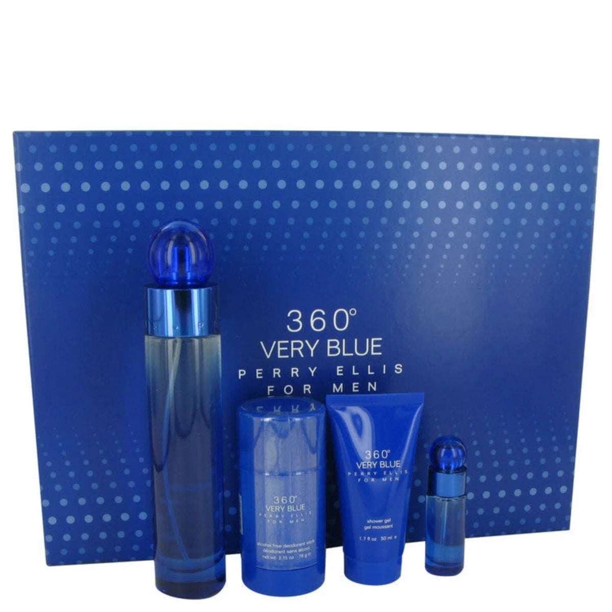 Estuche Perry Ellis 360 Very Blue EDT (M) / 4 Pc SP 100 ml; DEO; SG 90 ml; SP 7.5 ml - 1 - Privé Perfumes Honduras