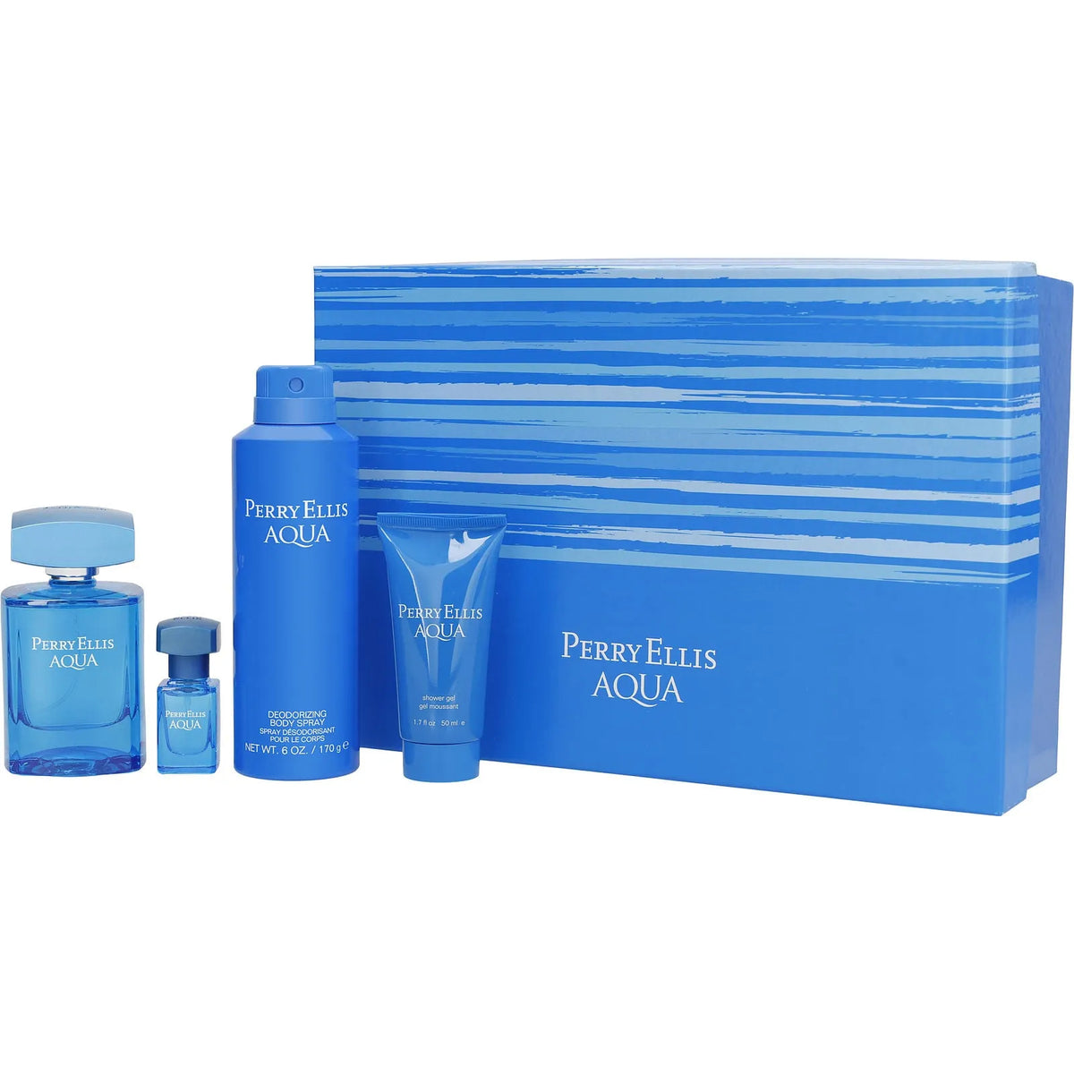 Estuche Perry Ellis Aqua EDT (M) / 4 Pc SP 100 ml; DEO BS 200 ml; SG 50 ml; Mini - 1 - Privé Perfumes Honduras