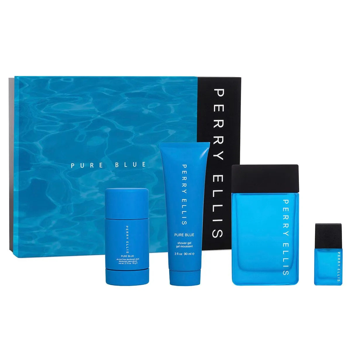 Estuche Perry Ellis Pure Blue EDT (M) / 4 Pc SP 100 ml; SG 90 ml; DEO; SP 7.5 ml - 2 - Privé Perfumes Honduras