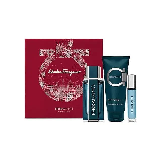 Estuche Salvatore Ferragamo Ferragamo Intense Leather EDP (M) / 100 ml / 3 Pc SP 100ml; SP 15ml; Shampoo y SG 100ml - 1 - Privé Perfumes Honduras