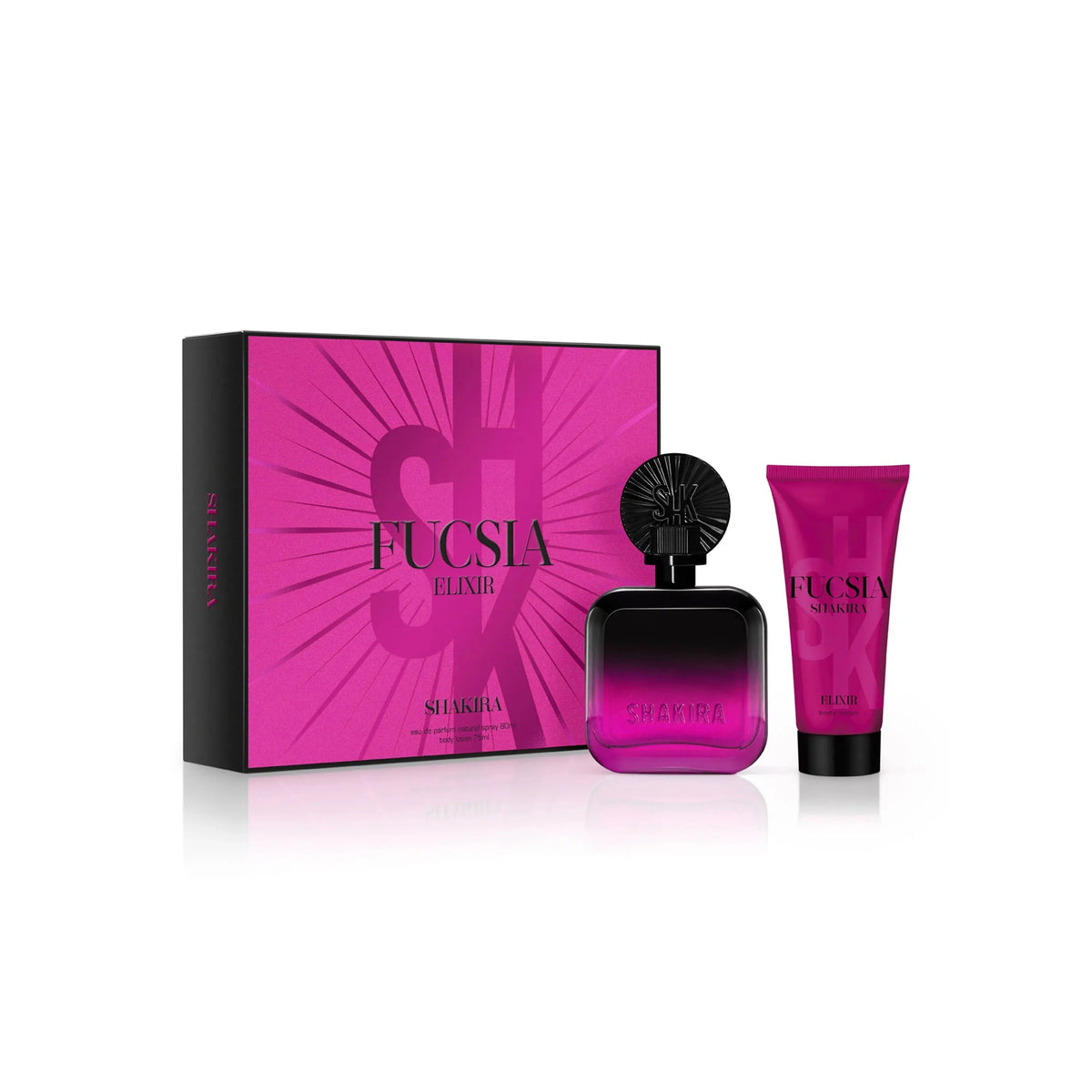 Estuche Shakira Fucsia Elixir EDP (W) / 2 Pc SP 80 ml; BL 75 ml - 1 - Privé Perfumes Honduras