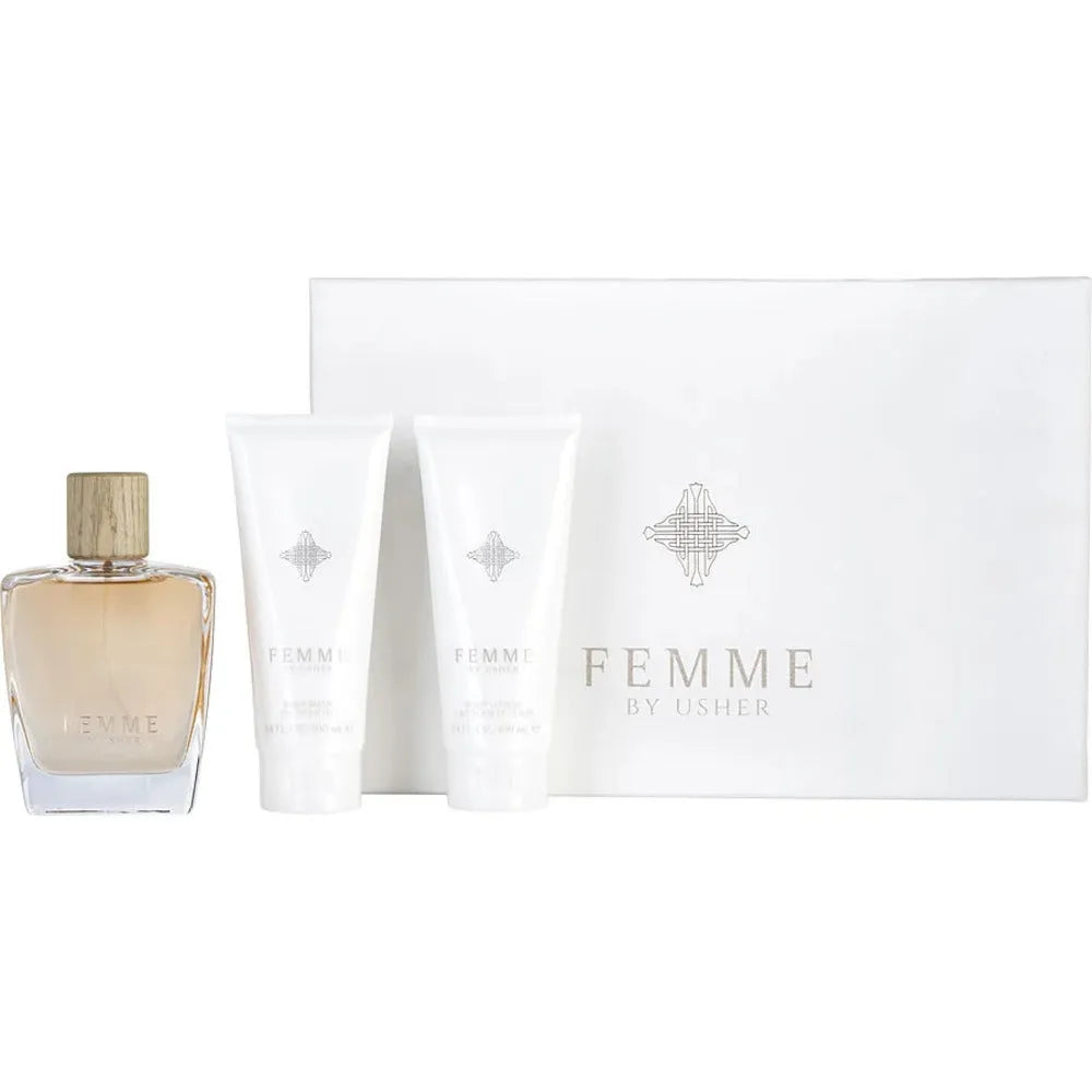 Estuche Usher Femme EDP (W) / 3 Pc SP 100 ml; BL 100 ml; SG 100 ml - 2 - Privé Perfumes Honduras