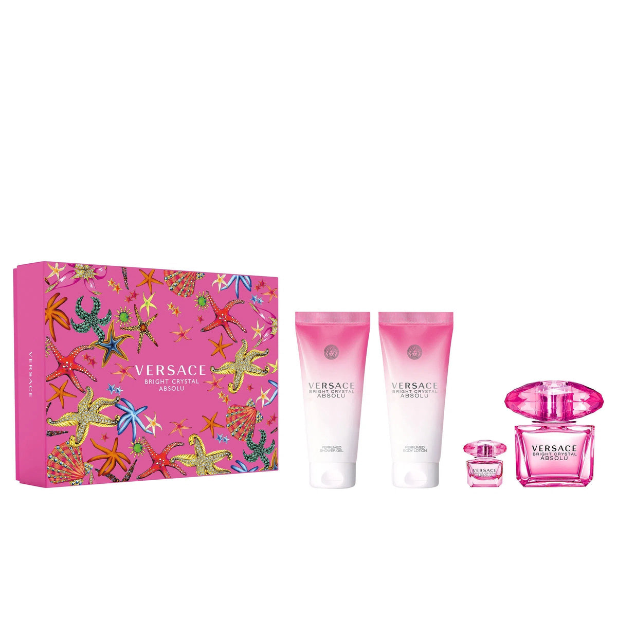 Estuche Versace Bright Crystal Absolu EDP (W) / 4 Pc SP 90 ml; SG 100 ml; BL 100 ml; SP 5 ml - 2 - Privé Perfumes Honduras