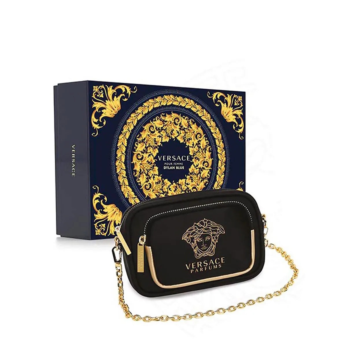 Estuche Versace Dylan Blue Pour Femme EDP (W) / 4 Pc SP 90 ml; SG 100 ml; BL 100 ml; Clutch - 4 - Privé Perfumes Honduras