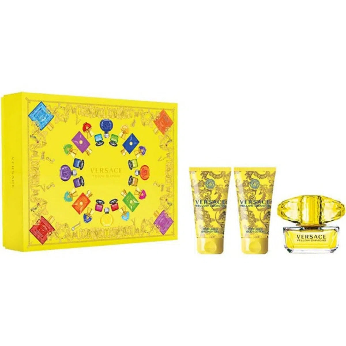 Estuche Versace Yellow Diamond EDT (W) / 3 pc SP 50 ml; BL 50 ml; SG 50 ml - 1 - Privé Perfumes Honduras